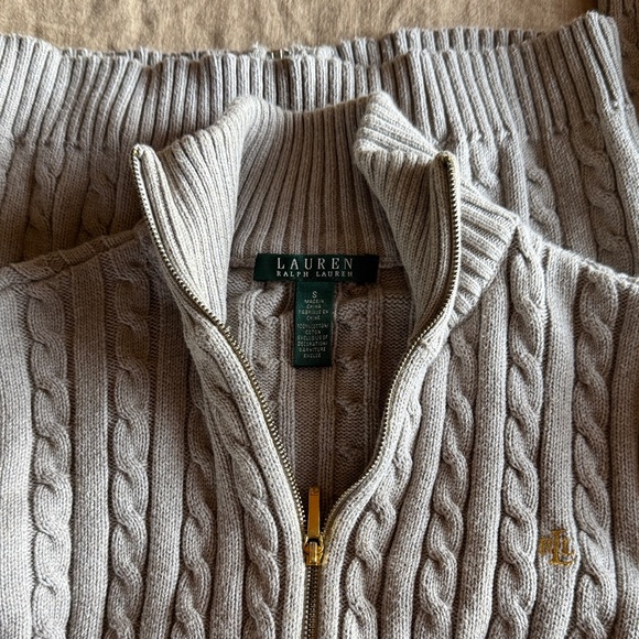 LRL Women’s Gray Cable Knit Cardigan - Picture 7 of 8